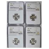 1936, 39, 40 & 41 MERCURY DIMES, NGC MS-66