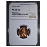 1967 SMS LINCOLN CENT NGC MS68RD