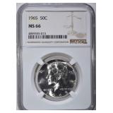 1965 KENNEDY HALF DOLLAR, NGC MS-66