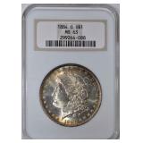 1884-O MORGAN DOLLAR, NGC MS-63 COLOR