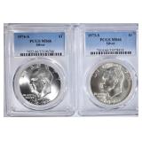 1973-S & 1976-S SILVER IKE DOLLARS, PCGS MS-66