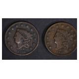 2-1831 LARGE CENTS: 1-FINE & 1-VF/light scratches