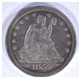 1854 WITH ARROWS SEATED QUARTER, XF/AU