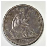 1850-O SEATED HALF DOLLAR, XF/AU