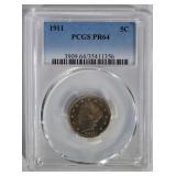 1911 LIBERTY NICKEL PCGS PR64