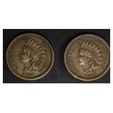 1859 XF & 1860 BROWN AU INDIAN HEAD CENTS