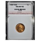 1909 VDB LINCOLN CENT CCGS SUPERB GEM RD