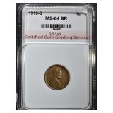 1910-S LINCOLN CENT CCGS CH BU BR