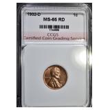 1932-D LINCOLN CENT CCGS GEM BU RD