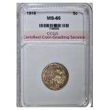 1916 BUFFALO NICKEL CCGS GEM BU