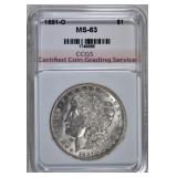 1891-O MORGAN DOLLAR CCGS CH BU