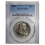 1957 FRANKLIN HALF DOLLAR PCGS MS65