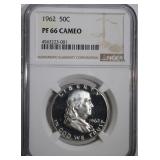 1962 FRANKLIN HALF DOLLAR NGC PF 66 CAMEO