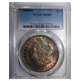 1884-O MORGAN DOLLAR PCGS MS63