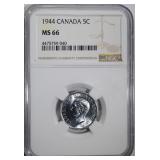 1944 5C CANADA NGC MS 66