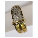 14kt GOLD RING PRINCESS CUT & ROUND