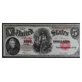 1907 $5 LEGAL TENDER 'WOODCHOPPER'