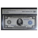 1914 $20 FEDERAL RESERVE NOTE CGA  AU