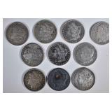 (10) PRE 1921 MORGAN DOLLARS AVG