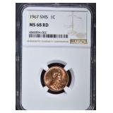 1967 SMS LINCOLN CENT NGC MS68RD