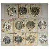 CHBU FRANKLIN HALVES: 1963, 1963-D,