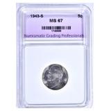 1943-S JEFFERSON NICKEL NGP SUPERB