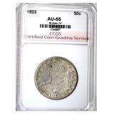 1823 BROKEN '3' BUST HALF DOLLAR, CCGS AU/BU RARE