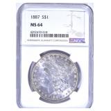 1887 MORGAN DOLLAR NGC MS64