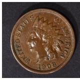 1908-S INDIAN CENT, XF/AU