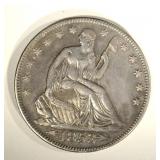 1853 ARROWS & RAYS SEATED HALF DOLLAR, AU++/BU