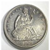 1868 SEATED HALF DOLLAR, CH BU