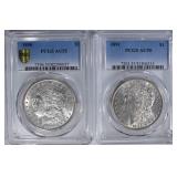 2 - PCGS AU55 MORGAN DOLLARS: 1891 & 1890