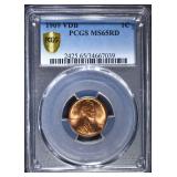 1909 VDB LINCOLN CENT PCGS MS65RED