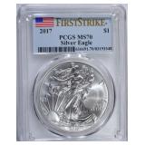 2017 AMERICAN SILVER EAGLE PCGS MS70