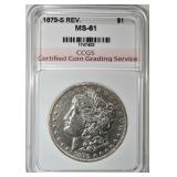 1879-S REV. 1878 MORGAN DOLLAR CCGS CH BU