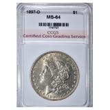 1897-O MORGAN DOLLAR CCGS CH BU