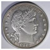 1915-S BARBER HALF DOLLAR  AU/BU