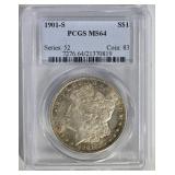 1901-S MORGAN DOLLAR PCGS MS64