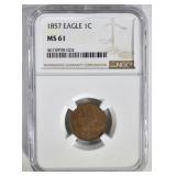 1857 FLYING EAGLE CENT NGC MS61