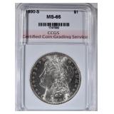 1890-S MORGAN DOLLAR CCGS GEM BU