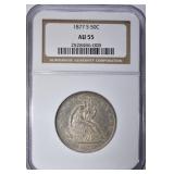 1877-S SEATED 50c NGC AU55