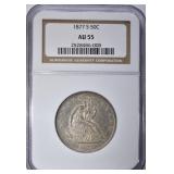 1877-S SEATED 50c NGC AU55