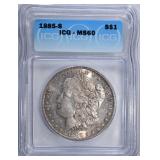 1885-S MORGAN DOLLAR ICGS MS60