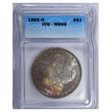 1885-O MORGAN DOLLAR ICG MS66