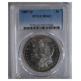 1887-O MORGAN DOLLAR PCGS MS63