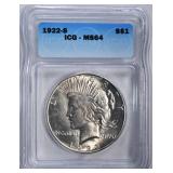 1922-S PEACE DOLLAR ICG MS64