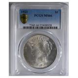 1923 PEACE DOLLAR PCGS MS66