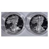 2 - PROOF AMERICAN SILVER EAGLES