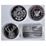 4-ONE OUNCE .999 SILVER PIECES