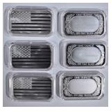 6-U.S. FLAG 1oz  SILVER BARS IN CAPSULES